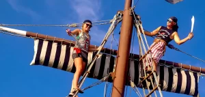 Pirates on the mast of the Sea Dragon Pirate Ship in Panama City Beach